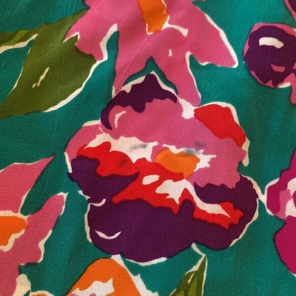 Vintage Gold Label Victoria's Secret Green Floral Top Medium - Picture 5 of 8